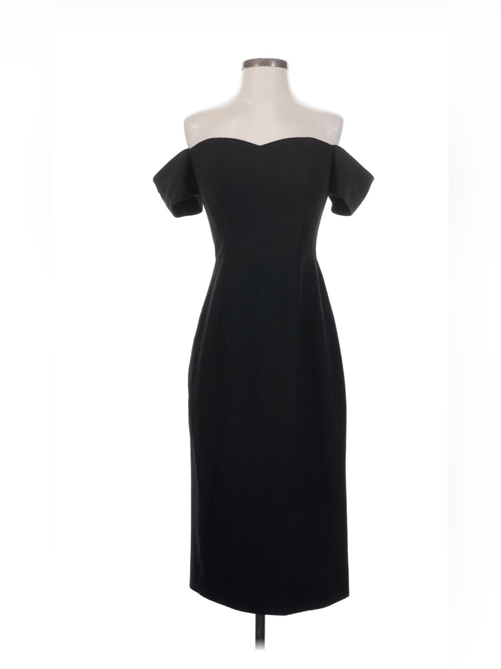 Dress the Population Off Shoulder Black Midi Dress Sheath Size L NWT